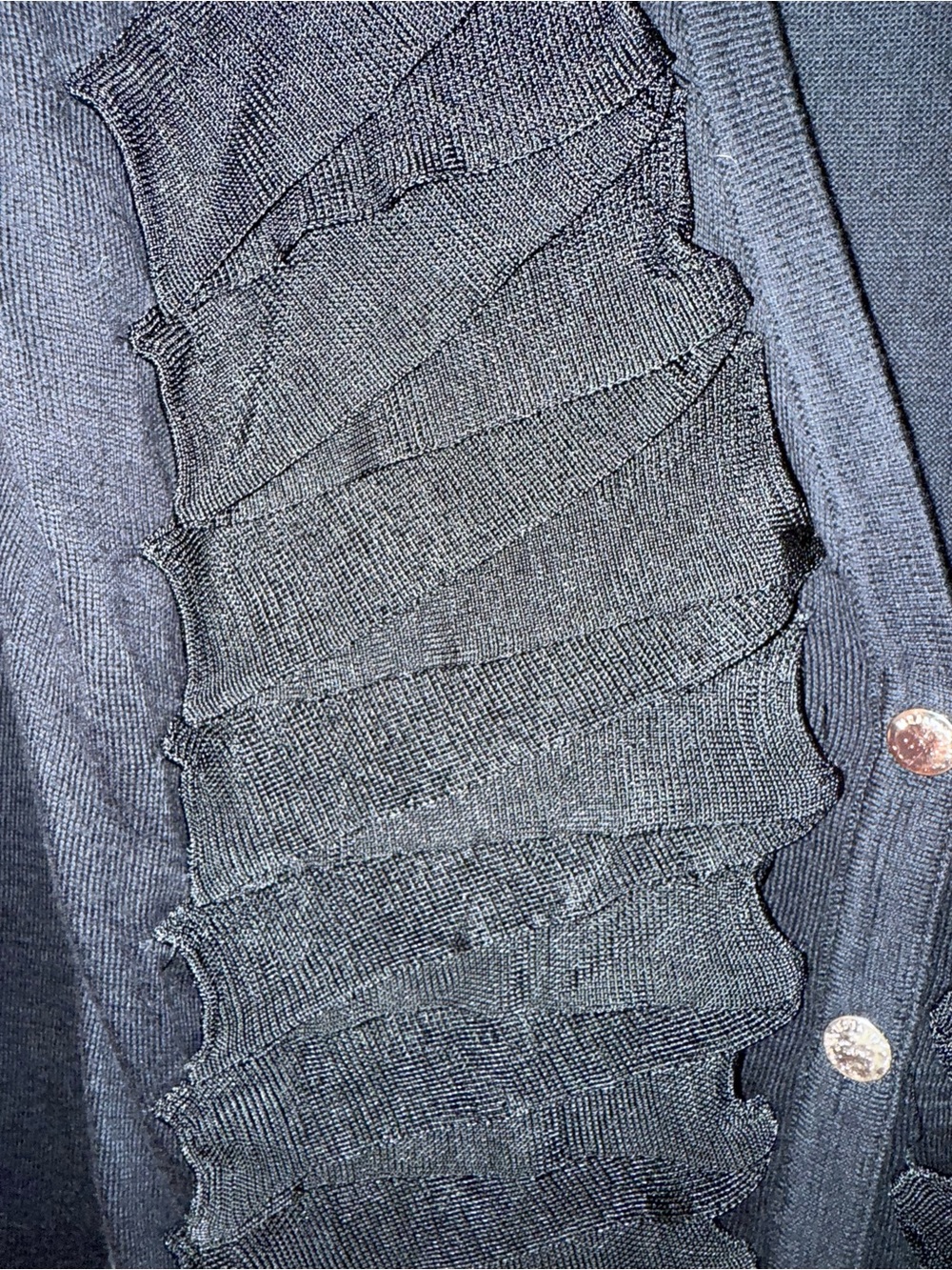 Ted Baker Black Ruffle-Front Button Cardigan Sz.6 - Picture 5 of 8
